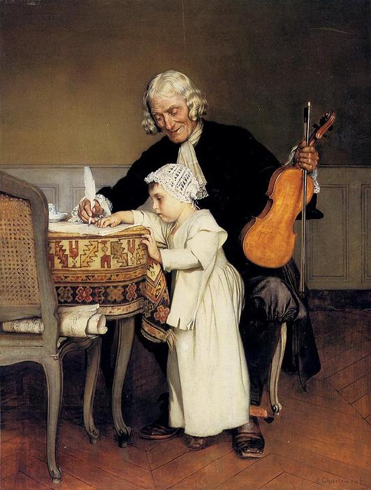 Wikioo.org - The Encyclopedia of Fine Arts - Painting, Artwork by Eduard Charlemont - The Music Lesson