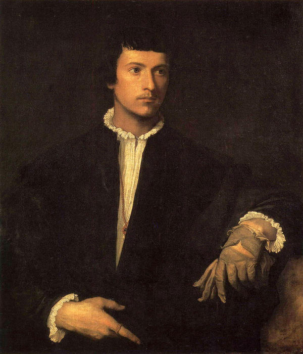 Wikioo.org - Bách khoa toàn thư về mỹ thuật - Vẽ tranh, Tác phẩm nghệ thuật Tiziano Vecellio (Titian) - Man With a Glove (also known as -)