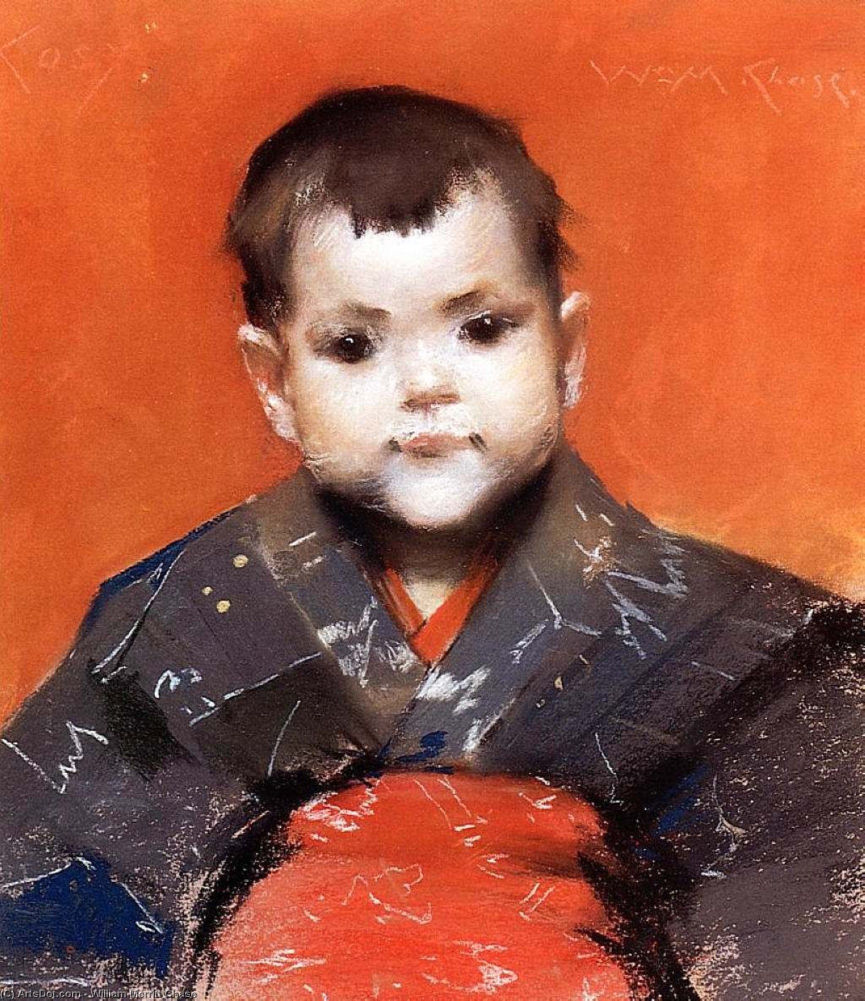 Wikioo.org – La Enciclopedia de las Bellas Artes - Pintura, Obras de arte de William Merritt Chase - Mi bebé también  conocido  como  acogedor