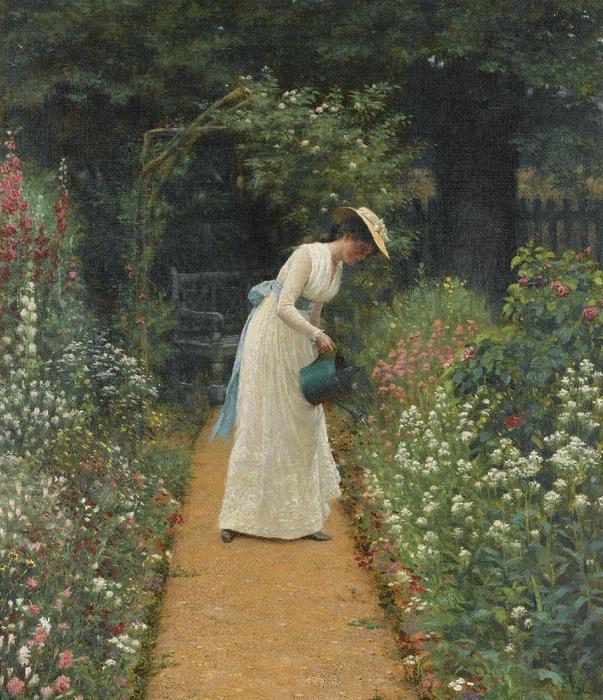 Wikioo.org - The Encyclopedia of Fine Arts - Painting, Artwork by Edmund Blair Leighton - My Lady's Garden