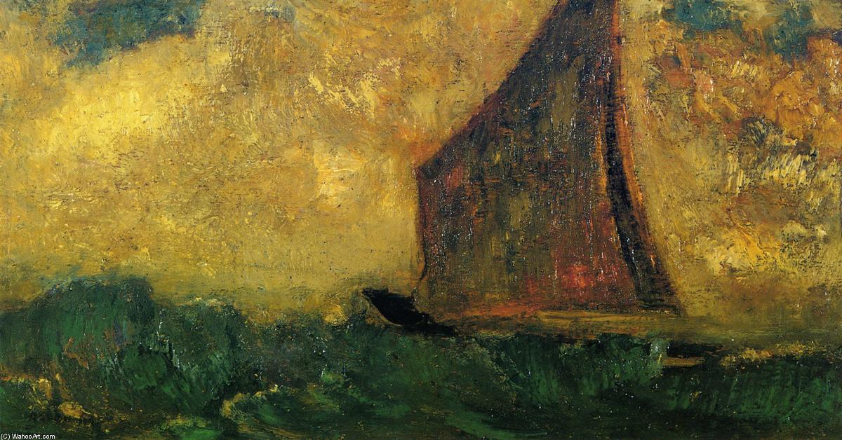 WikiOO.org - Güzel Sanatlar Ansiklopedisi - Resim, Resimler Odilon Redon - The Mysterious Boat