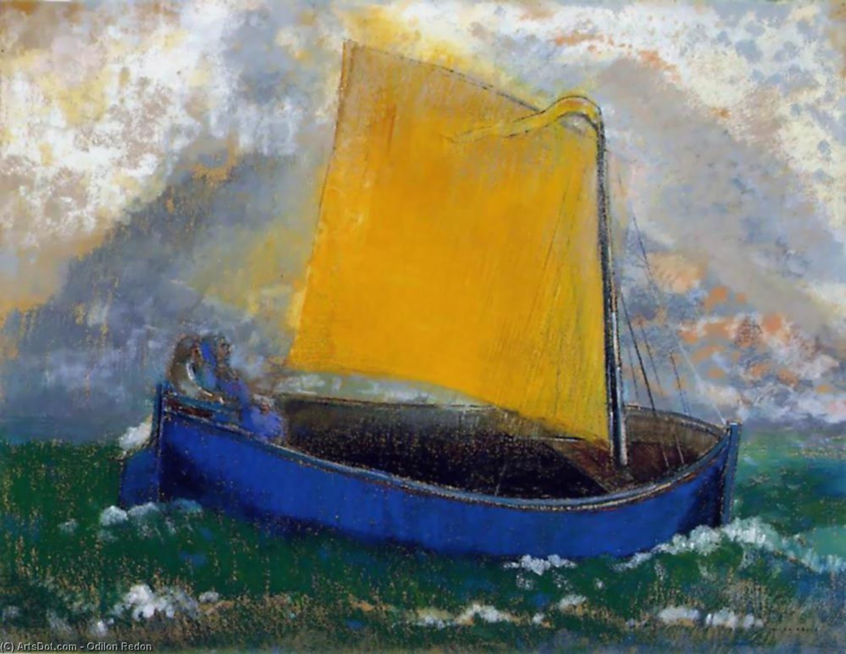 WikiOO.org - Encyclopedia of Fine Arts - Lukisan, Artwork Odilon Redon - The Mysterious Boat