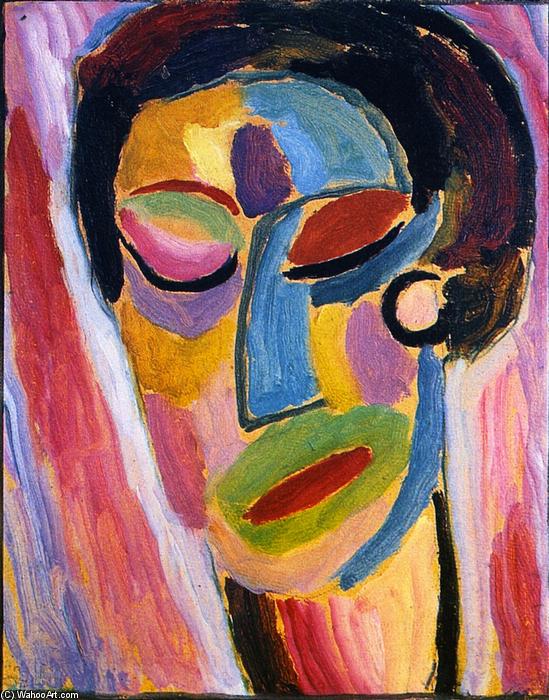 WikiOO.org - Encyclopedia of Fine Arts - Maleri, Artwork Alexej Georgewitsch Von Jawlensky - Mystical Head: Closed Eyes