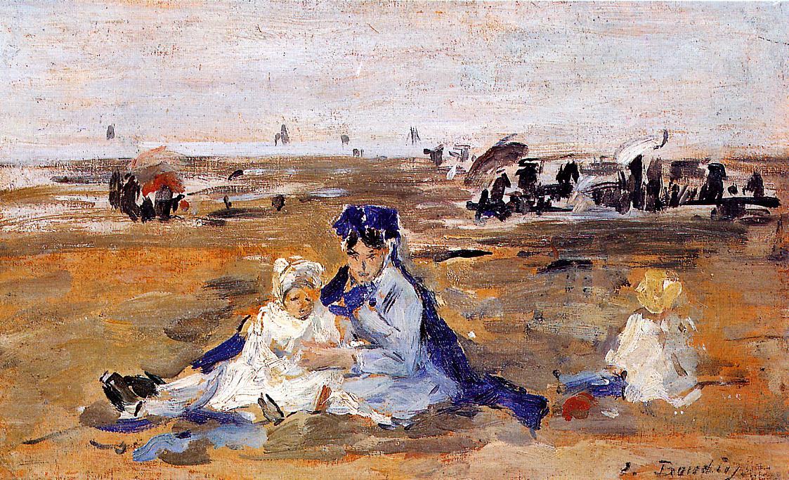 Wikioo.org - The Encyclopedia of Fine Arts - Painting, Artwork by Eugène Louis Boudin - A Nanny on the Beach