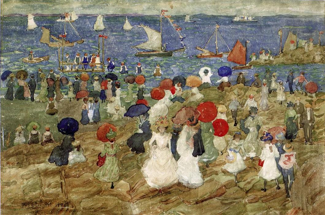 Wikioo.org - The Encyclopedia of Fine Arts - Painting, Artwork by Maurice Brazil Prendergast - Nantasket Beach 2 (also known as Handkerchief Point)