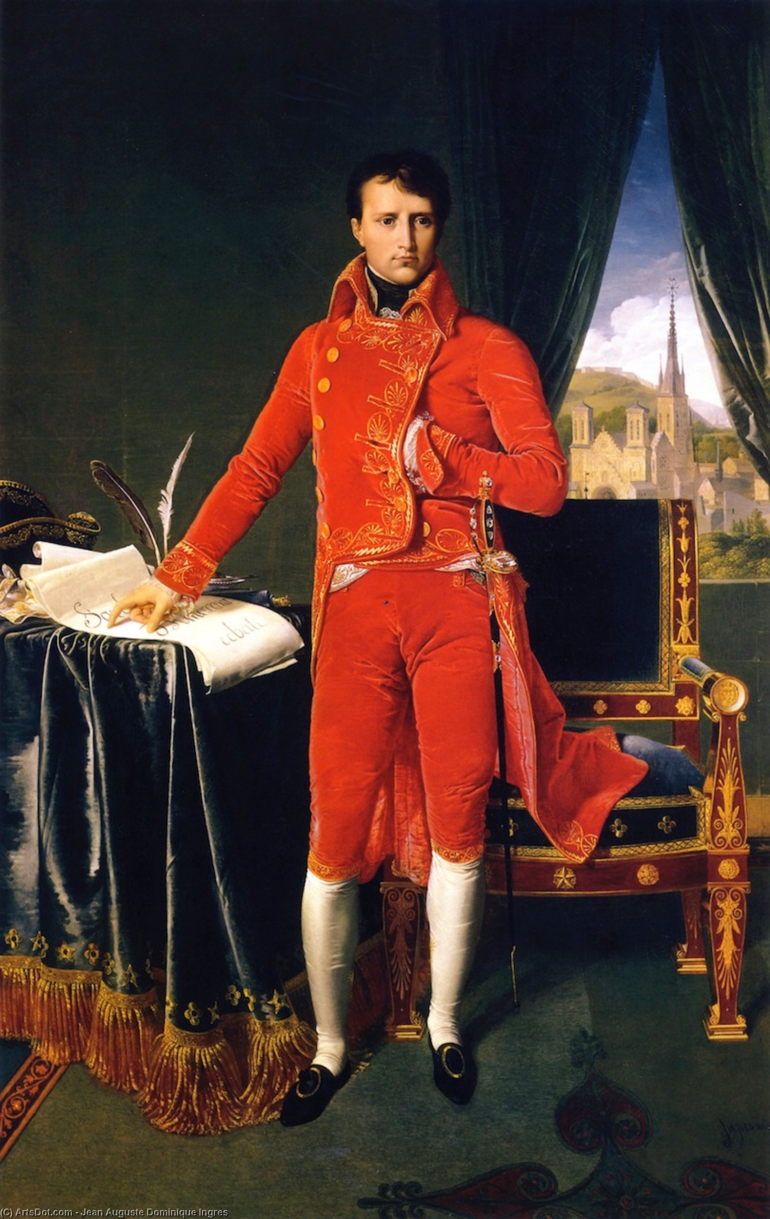 WikiOO.org - Encyclopedia of Fine Arts - Maleri, Artwork Jean Auguste Dominique Ingres - Napoleon Bonaparte in the Uniform of the First Consul
