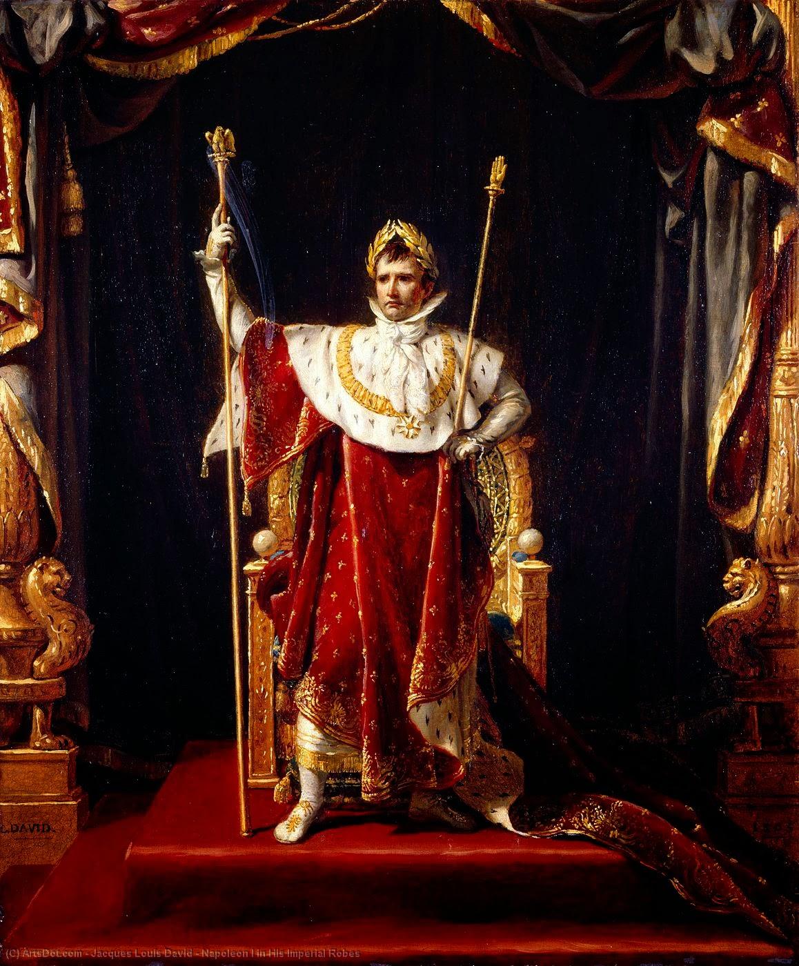 Wikioo.org – L'Encyclopédie des Beaux Arts - Peinture, Oeuvre de Jacques Louis David - napoléon i dans son  Impérial  des robes