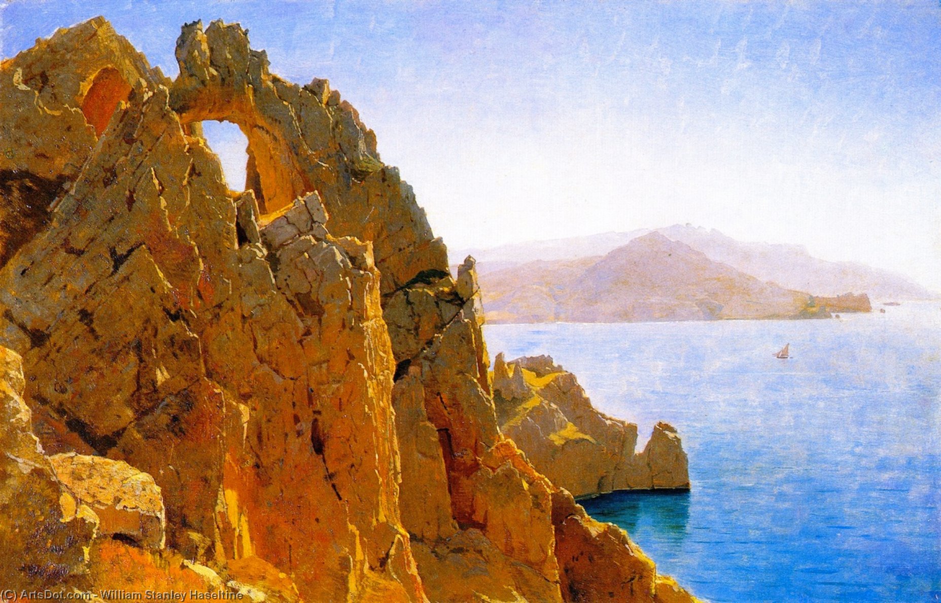 Wikioo.org - The Encyclopedia of Fine Arts - Painting, Artwork by William Stanley Haseltine - Natural Arch, Capri