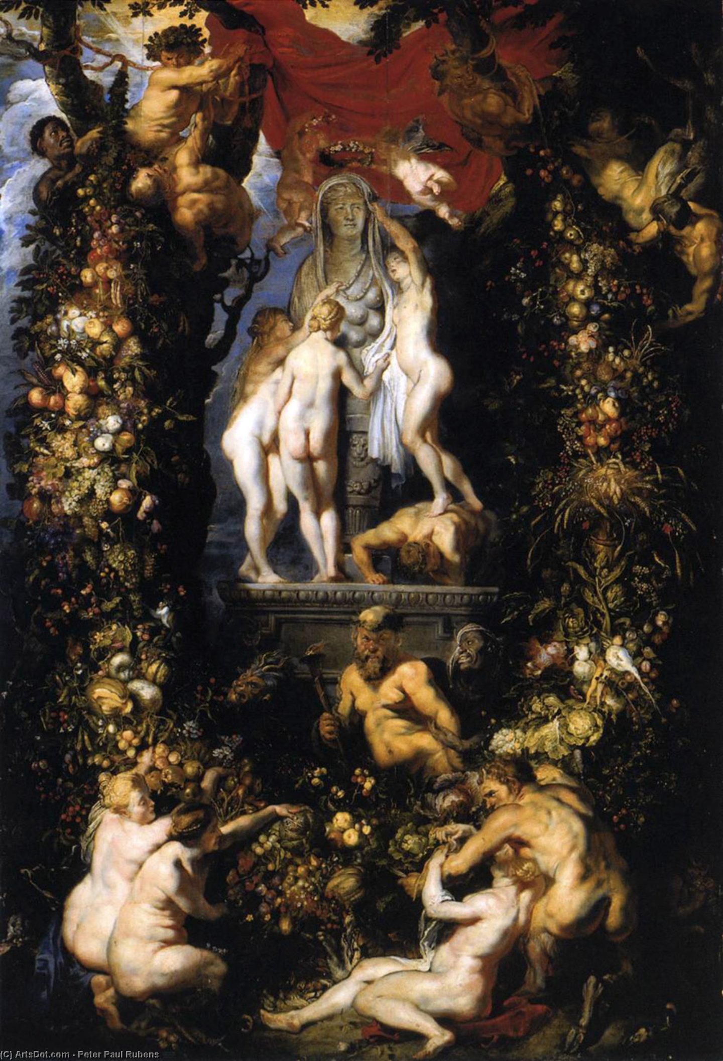 WikiOO.org – 美術百科全書 - 繪畫，作品 Peter Paul Rubens - 大自然 装饰  的  三  青睐