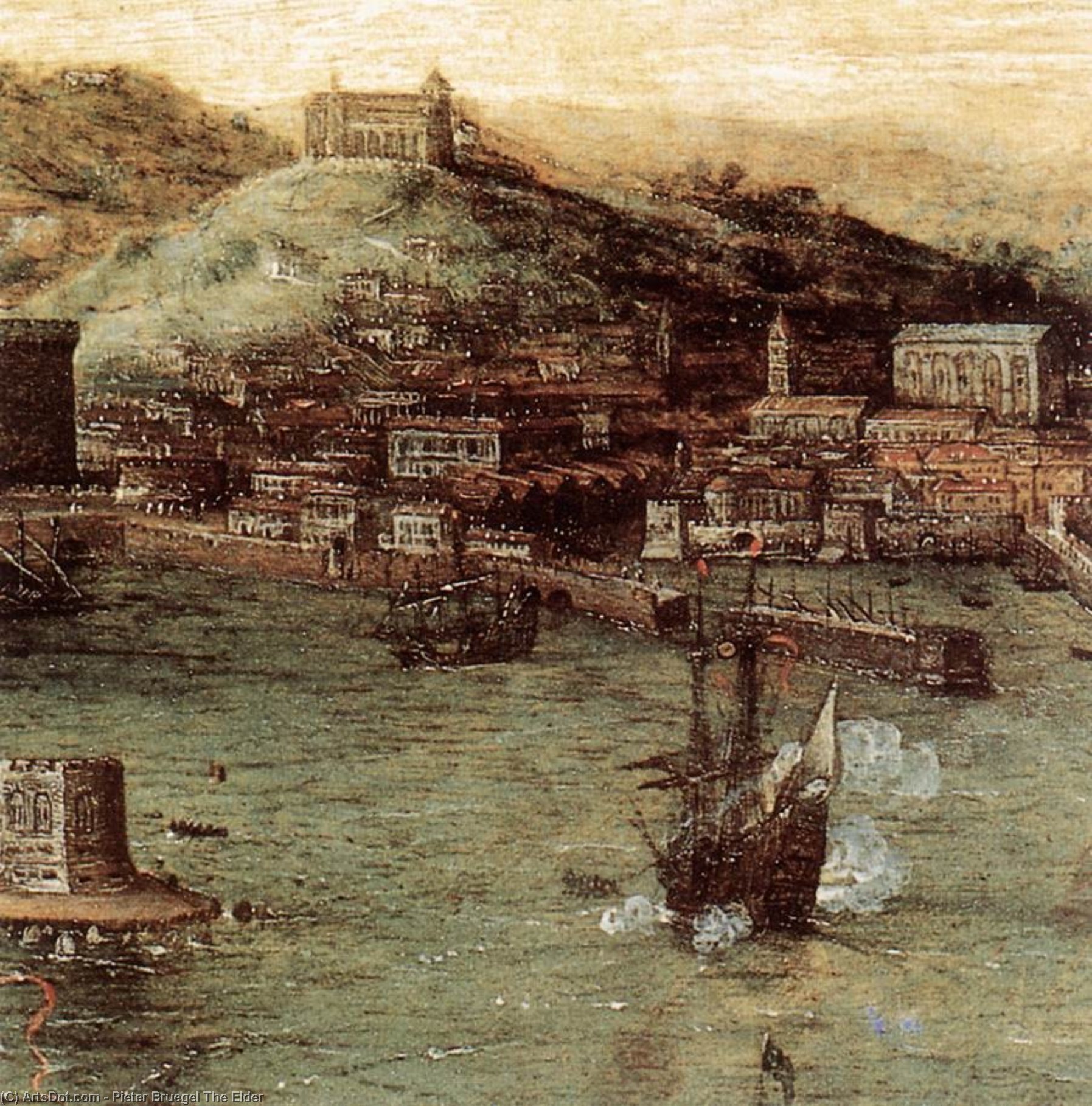 Wikioo.org - สารานุกรมวิจิตรศิลป์ - จิตรกรรม Pieter Bruegel The Elder - Naval Battle in the Gulf of Naples (detail)
