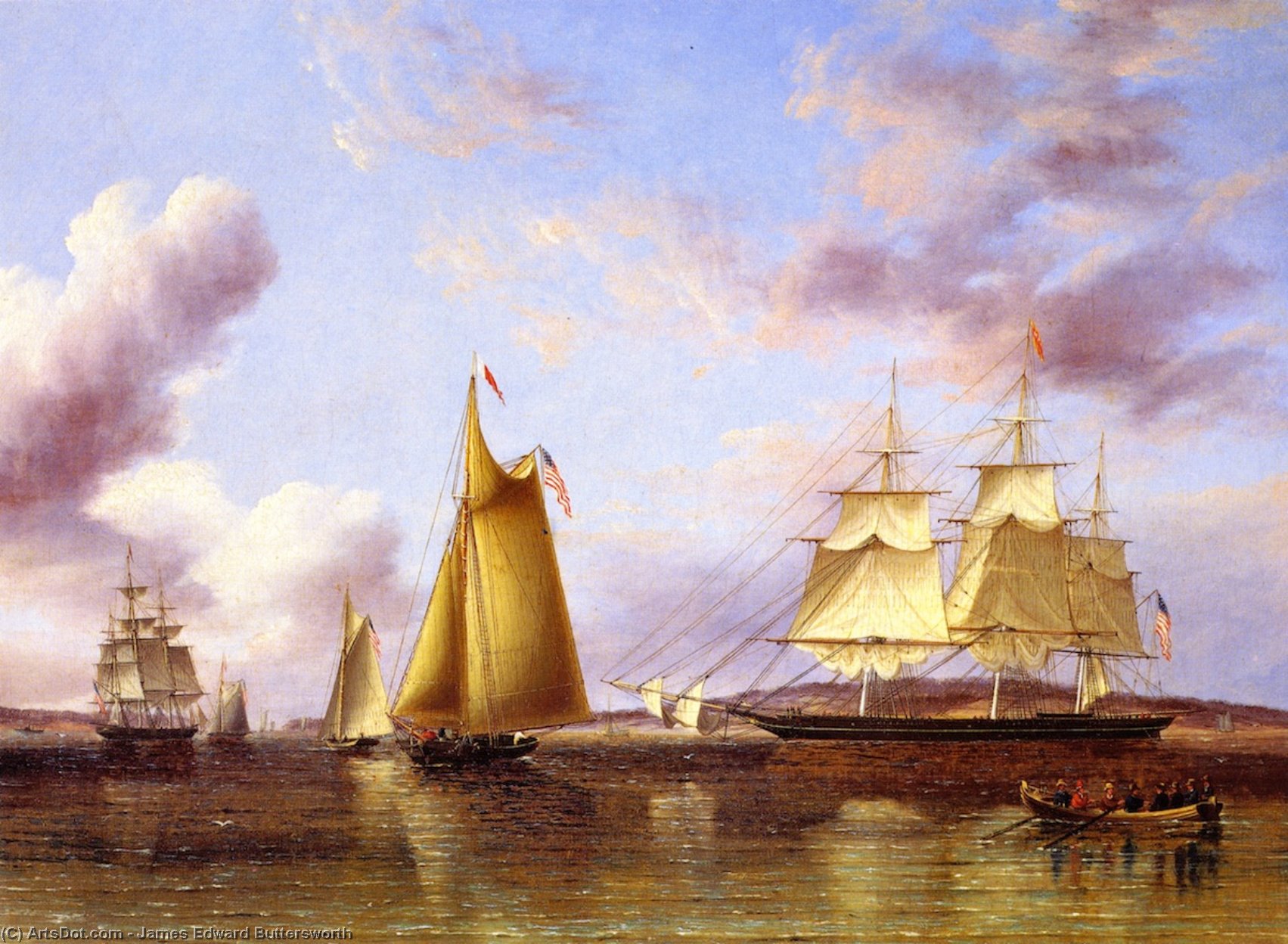 WikiOO.org - Encyclopedia of Fine Arts - Lukisan, Artwork James Edward Buttersworth - The N. B. Palmer'' in New York''