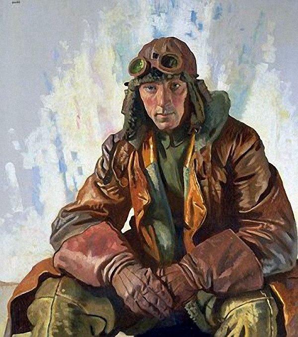 WikiOO.org - Güzel Sanatlar Ansiklopedisi - Resim, Resimler William Newenham Montague Orpen - The NCO Pilot, RFC (also known as Flight Sergeant W G Bennett)