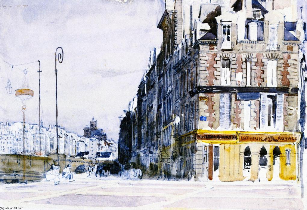Wikioo.org - สารานุกรมวิจิตรศิลป์ - จิตรกรรม David Cox - Near the Pont d'Arcole, Paris