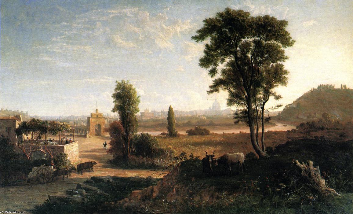 Wikioo.org - The Encyclopedia of Fine Arts - Painting, Artwork by George Loring Brown - Near Sunset - View of Rome from Porte Molte