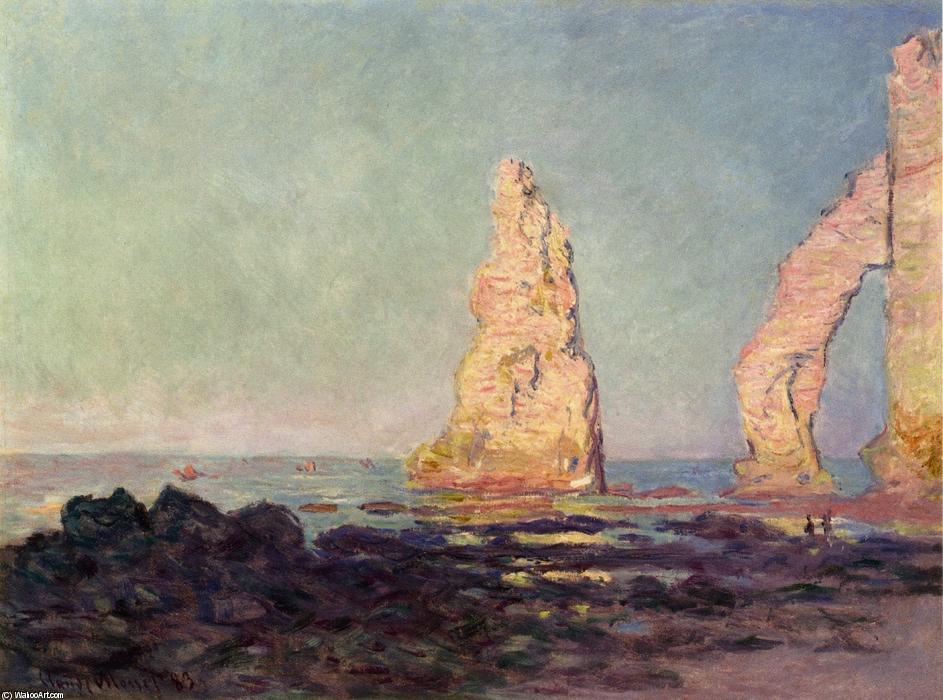 Wikioo.org – L'Encyclopédie des Beaux Arts - Peinture, Oeuvre de Claude Monet - l'aiguille de  Etretat  faible  marée