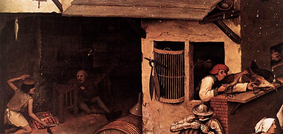 Wikioo.org - Bách khoa toàn thư về mỹ thuật - Vẽ tranh, Tác phẩm nghệ thuật Pieter Bruegel The Elder - Netherlandish Proverbs (detail)