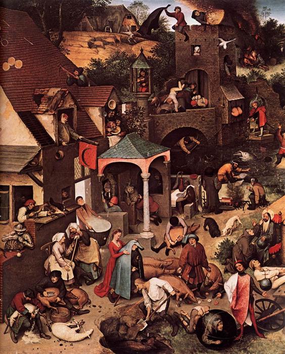 Wikioo.org - สารานุกรมวิจิตรศิลป์ - จิตรกรรม Pieter Bruegel The Elder - Netherlandish Proverbs (detail)