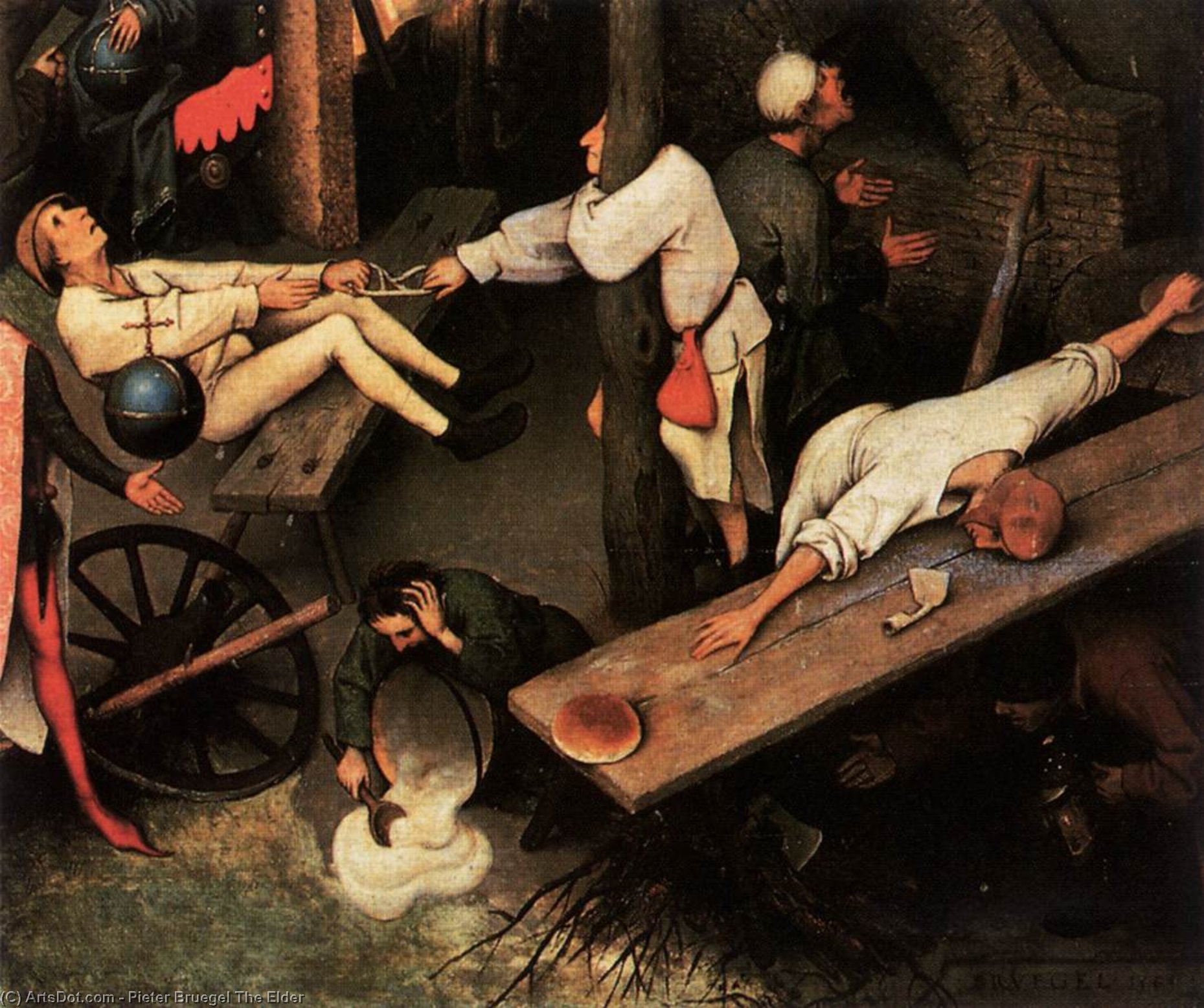 WikiOO.org - Güzel Sanatlar Ansiklopedisi - Resim, Resimler Pieter Bruegel The Elder - Netherlandish Proverbs (detail)