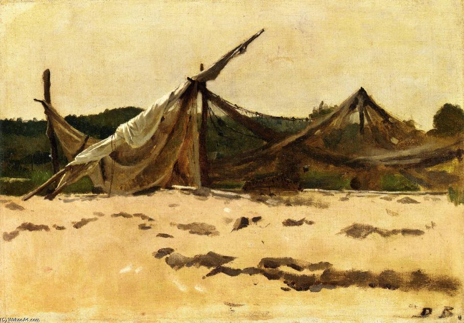 Wikioo.org - The Encyclopedia of Fine Arts - Painting, Artwork by Dennis Miller Bunker - Nets and Sails Drying