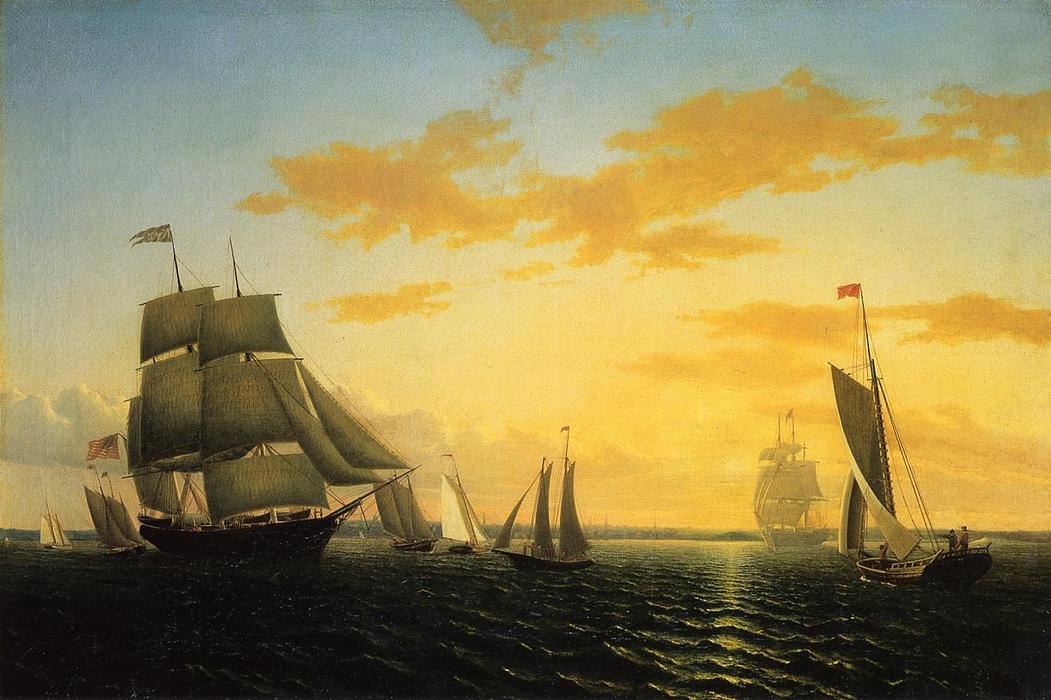 Wikioo.org - The Encyclopedia of Fine Arts - Painting, Artwork by William Bradford - New Bedford Harbor at Sunset