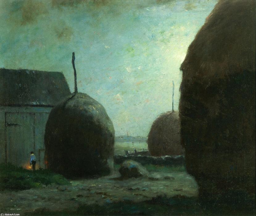 WikiOO.org - אנציקלופדיה לאמנויות יפות - ציור, יצירות אמנות Dwight William Tryon - Newbury Haystacks in Moonlight