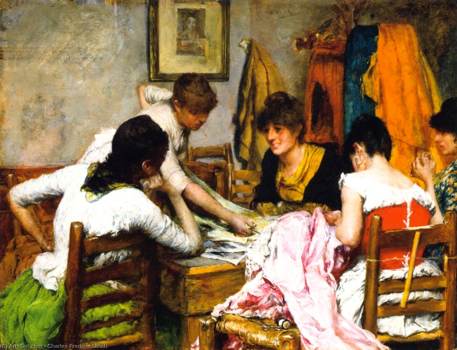 Wikioo.org - The Encyclopedia of Fine Arts - Painting, Artwork by Charles Frederic Ulrich - The New Dress