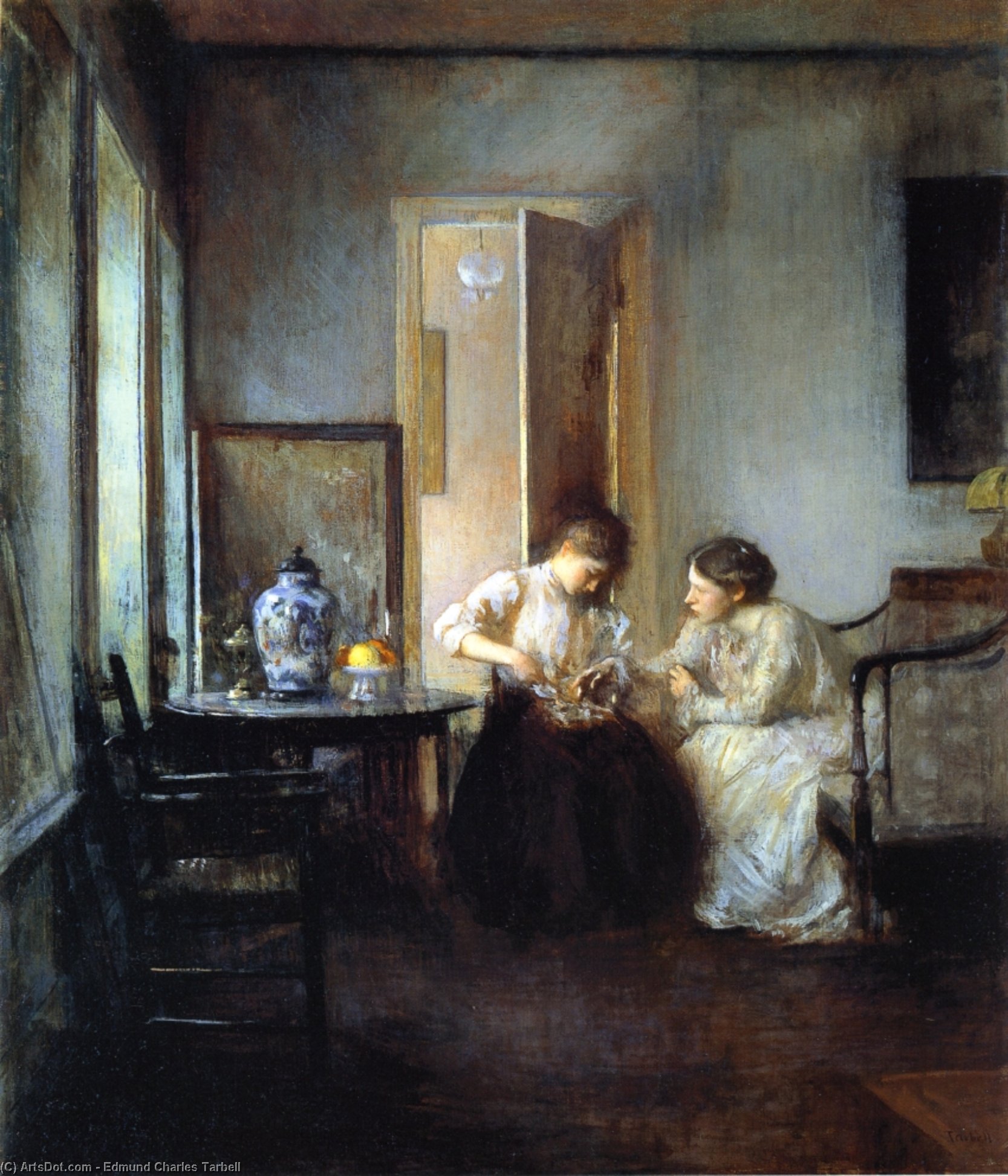 Wikioo.org - The Encyclopedia of Fine Arts - Painting, Artwork by Edmund Charles Tarbell - New England Interior