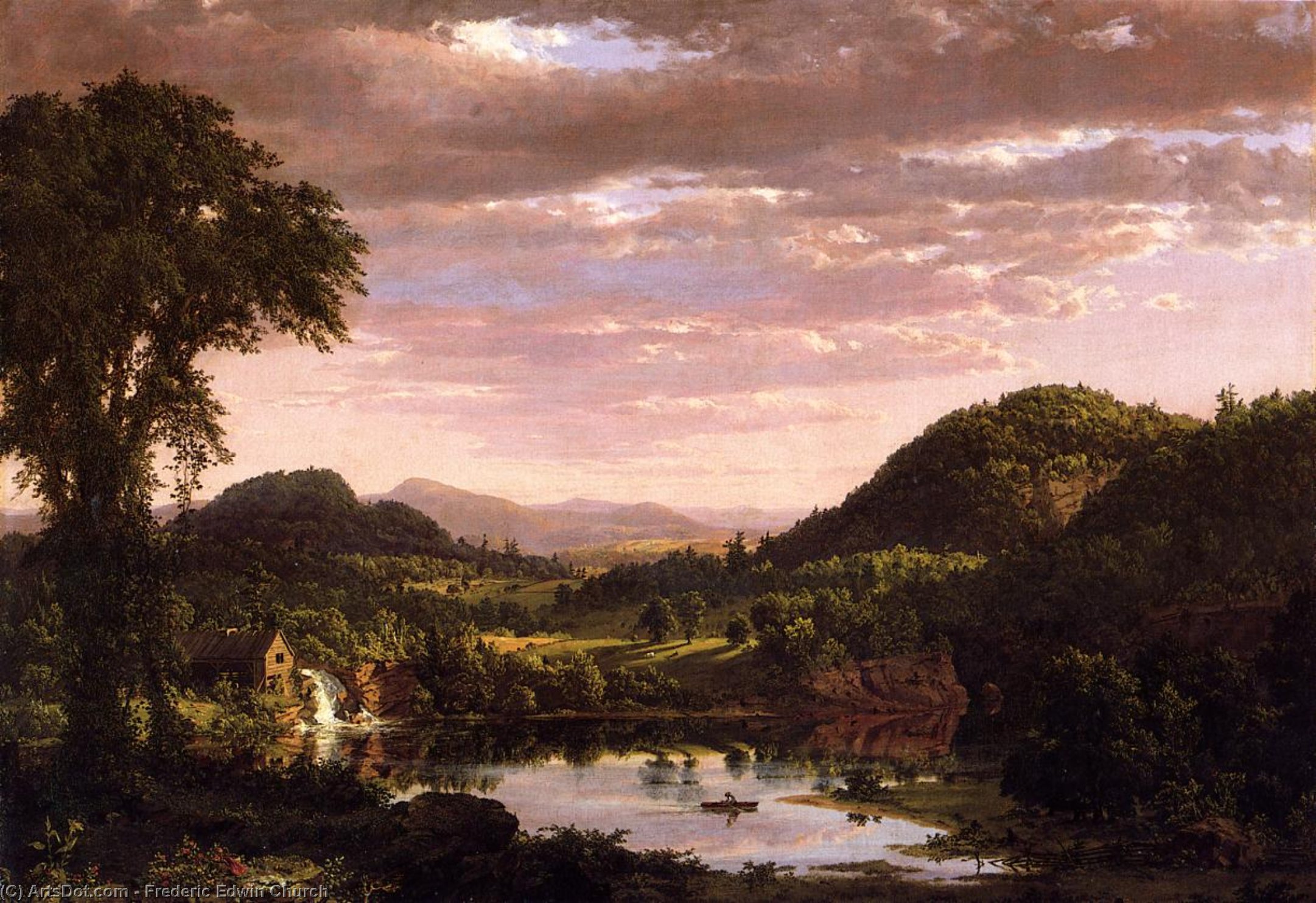 Wikioo.org - The Encyclopedia of Fine Arts - Painting, Artwork by Frederic Edwin Church - New England Landscape (also known as Evening after a Storm)