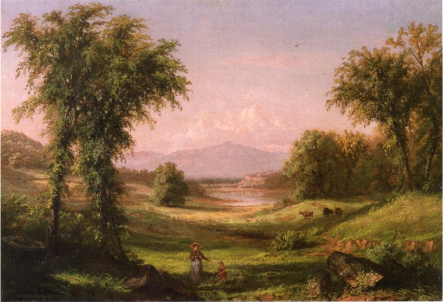 Wikioo.org - The Encyclopedia of Fine Arts - Painting, Artwork by Samuel Colman - A New Hampshire Landscape, with Elma Mary Gove in the Foreground