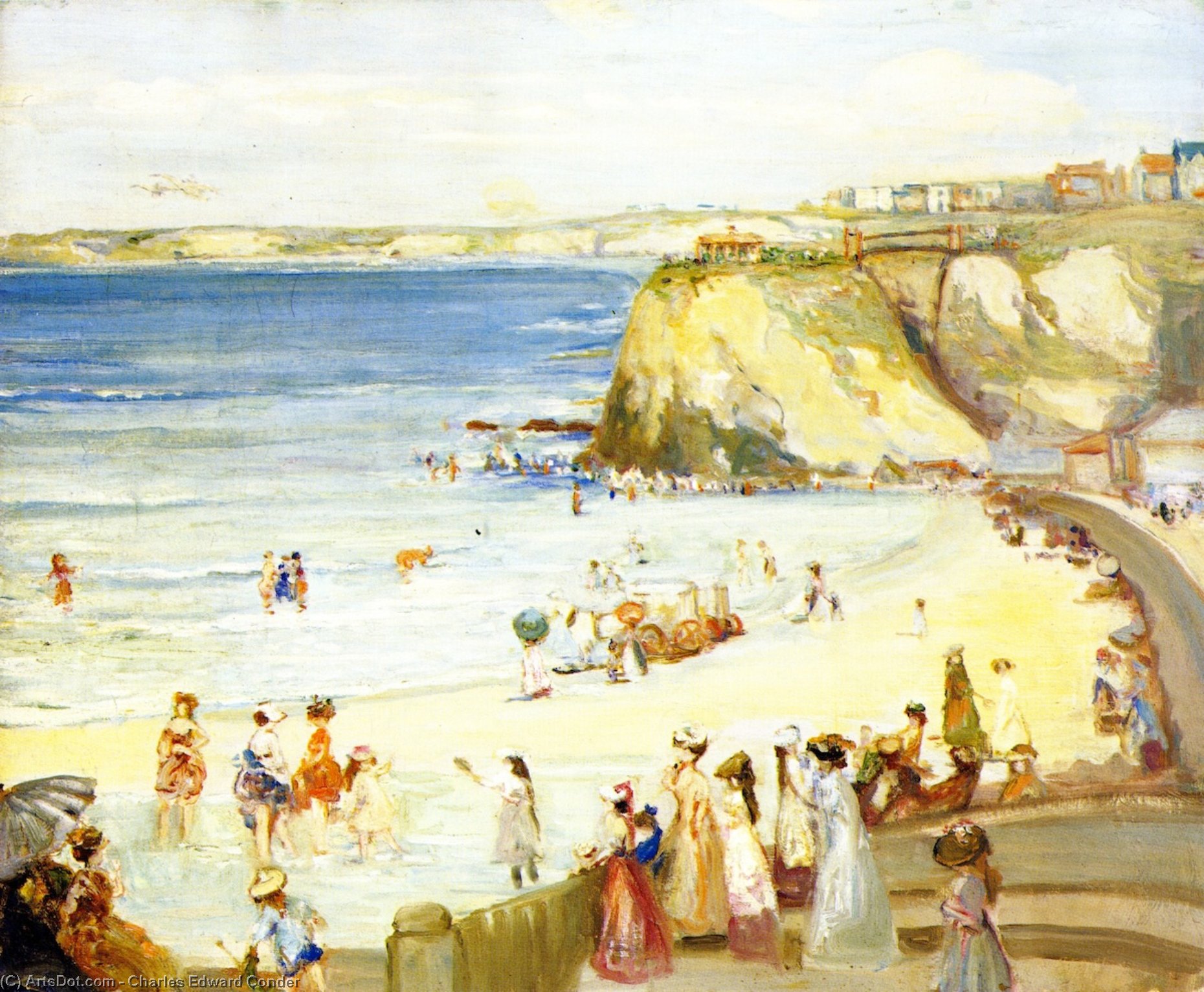 Wikioo.org - The Encyclopedia of Fine Arts - Painting, Artwork by Charles Edward Conder - Newquay (Town Beach)