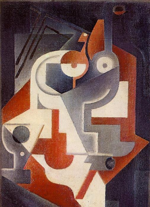 WikiOO.org - Encyclopedia of Fine Arts - Maalaus, taideteos Juan Gris - Newspaper, Glass and Pear