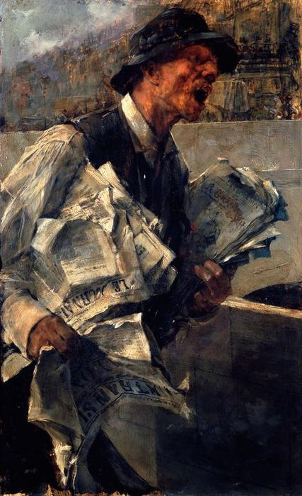 Wikioo.org - The Encyclopedia of Fine Arts - Painting, Artwork by Giovanni Boldini - Newspaperman in Paris (also known as The newspaper)