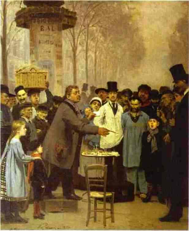 WikiOO.org - Encyclopedia of Fine Arts - Maľba, Artwork Ilya Yefimovich Repin - A Newspaper Seller in Paris.
