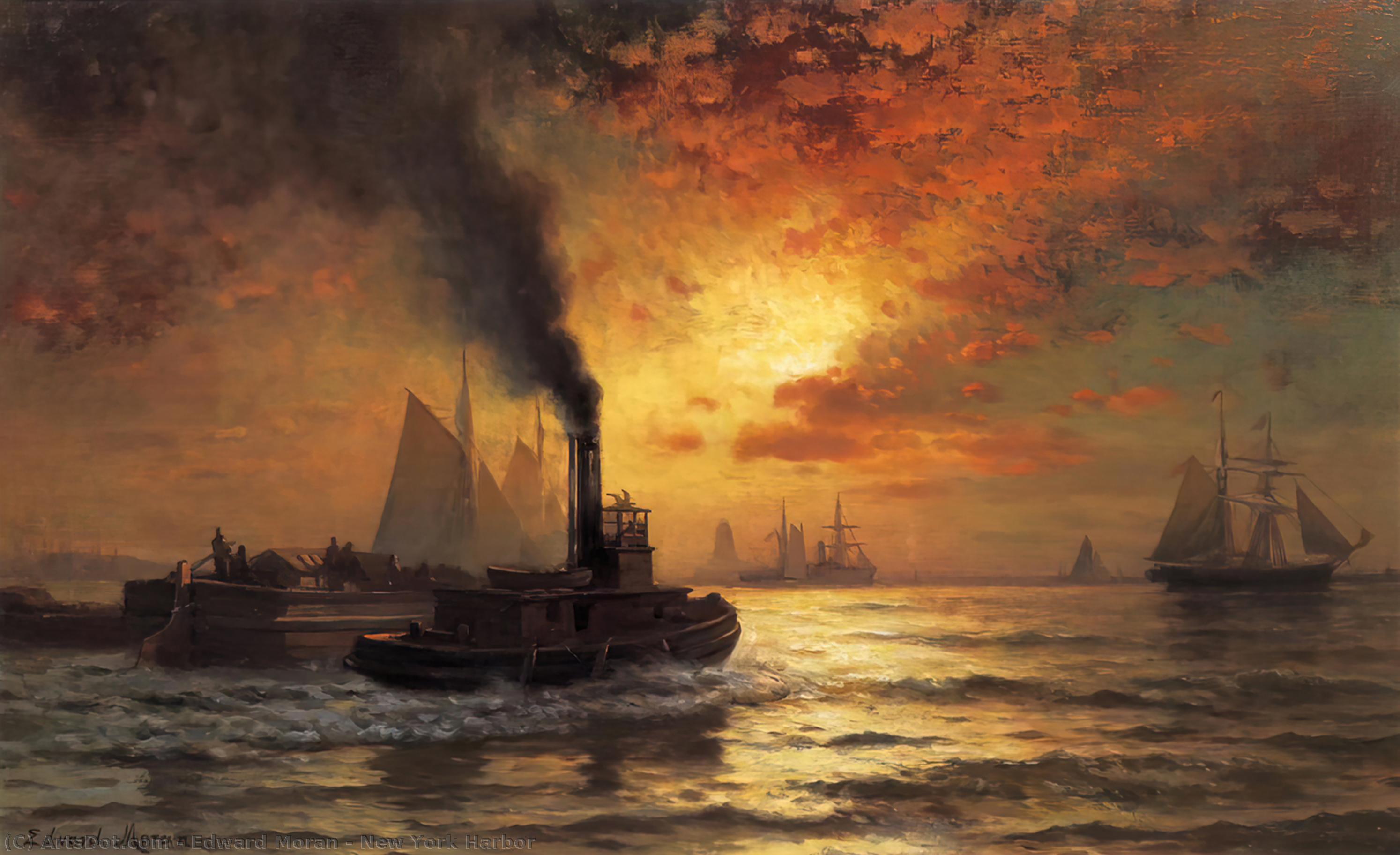 WikiOO.org - Encyclopedia of Fine Arts - Lukisan, Artwork Edward Moran - New York Harbor