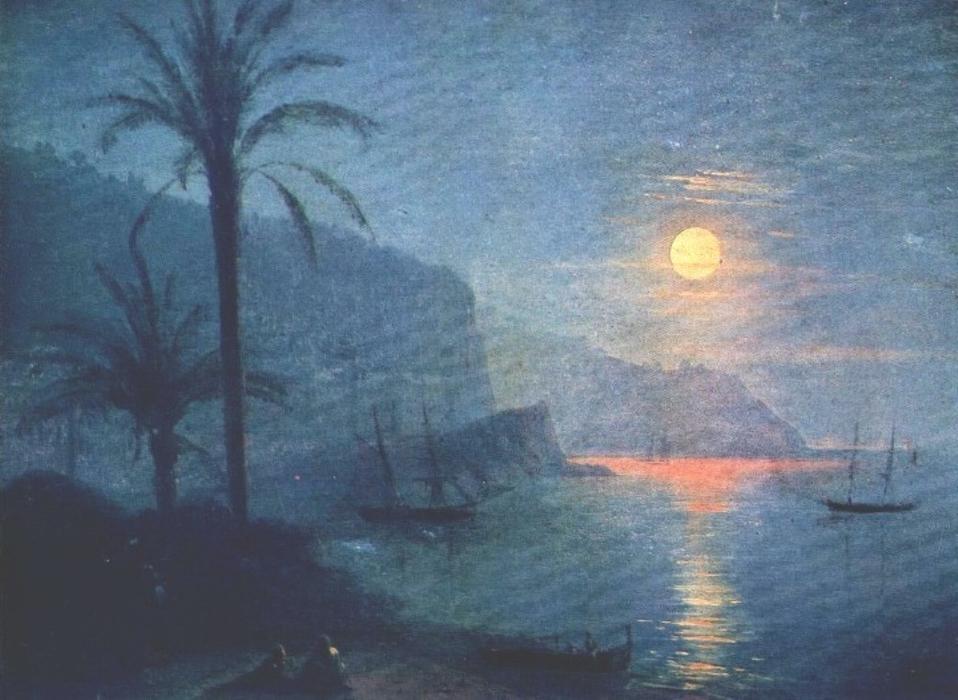 Wikoo.org - موسوعة الفنون الجميلة - اللوحة، العمل الفني Ivan Aivazovsky - The Nice at night