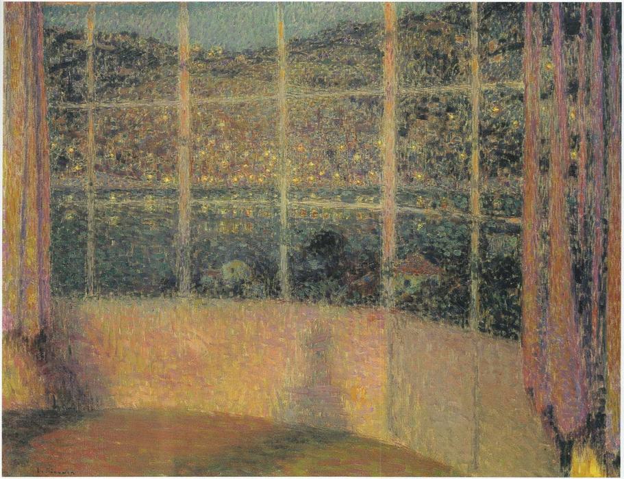 Wikoo.org - موسوعة الفنون الجميلة - اللوحة، العمل الفني Henri Eugène Augustin Le Sidaner - Night at Cap Ferrat