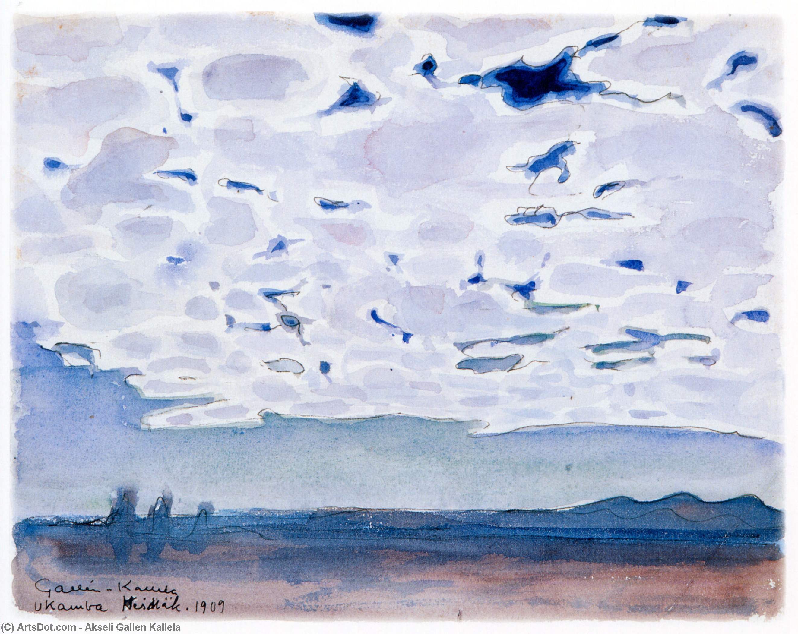 WikiOO.org - دایره المعارف هنرهای زیبا - نقاشی، آثار هنری Akseli Gallen Kallela - Night Clouds Above the Savannah