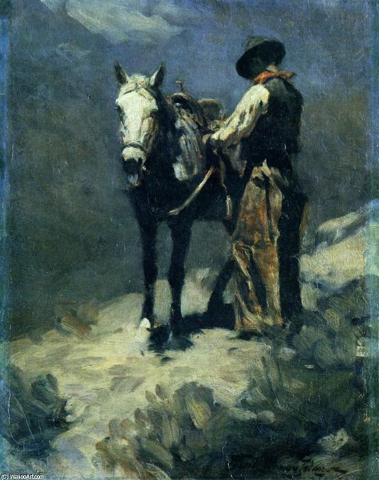 WikiOO.org - Encyclopedia of Fine Arts - Lukisan, Artwork Frank Tenney Johnson - Night Herder