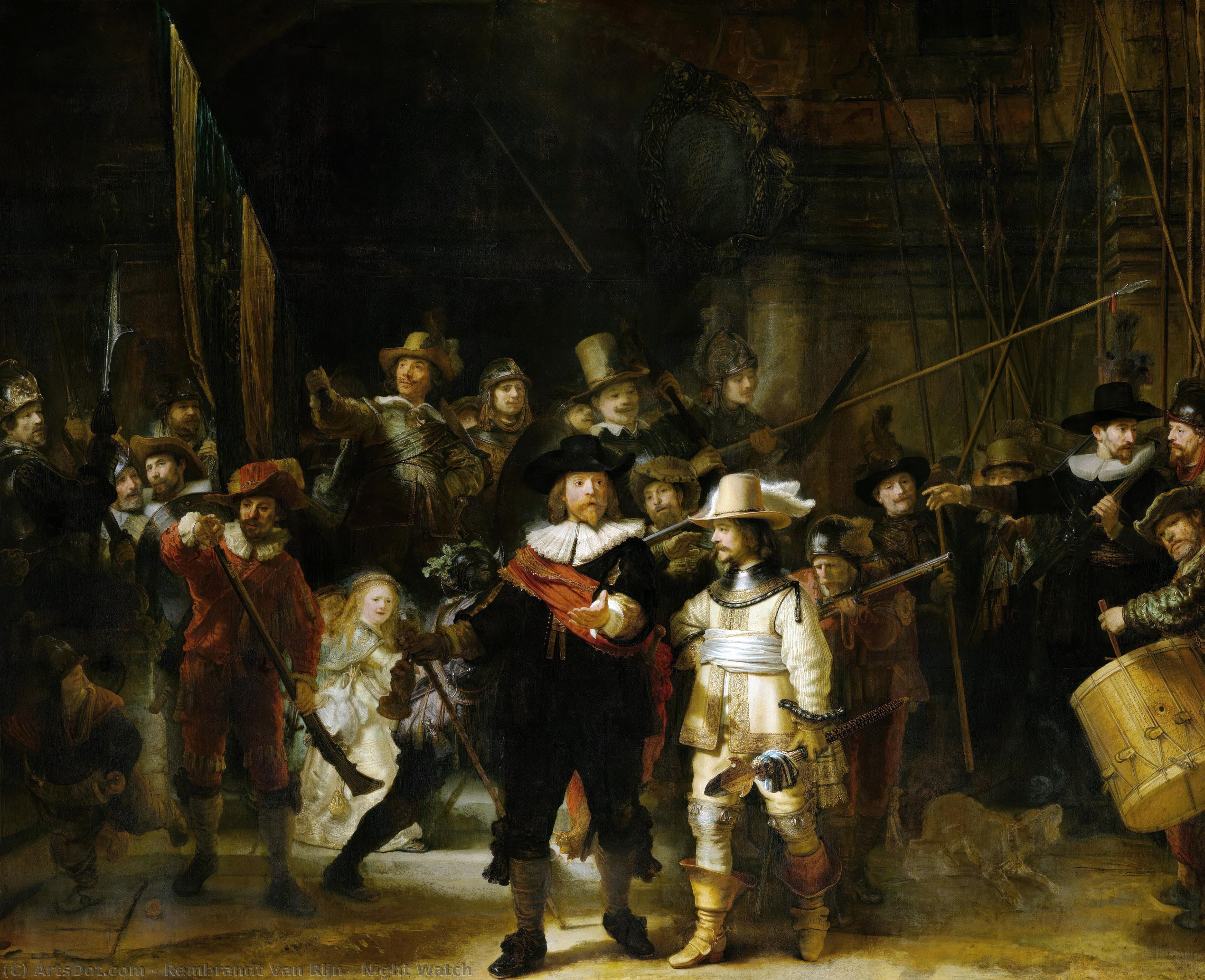 WikiOO.org - Энциклопедия изобразительного искусства - Живопись, Картины  Rembrandt Van Rijn - ночной дозор