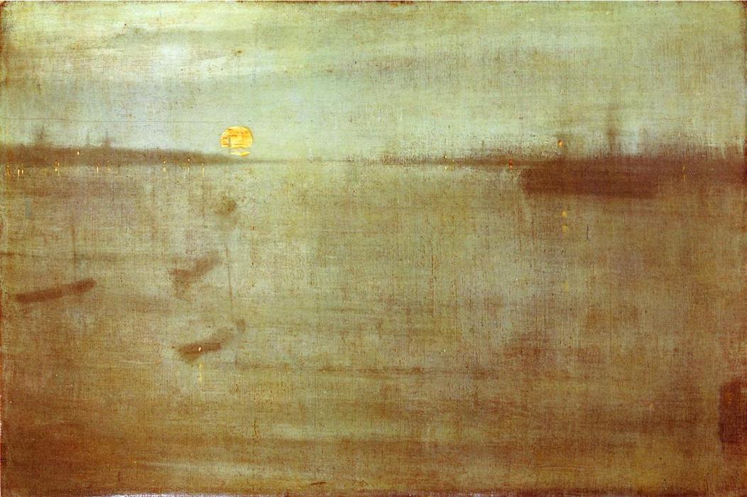 Wikioo.org – La Enciclopedia de las Bellas Artes - Pintura, Obras de arte de James Abbott Mcneill Whistler - Nocturno azul  asícomo  oro  -   de Southampton  agua
