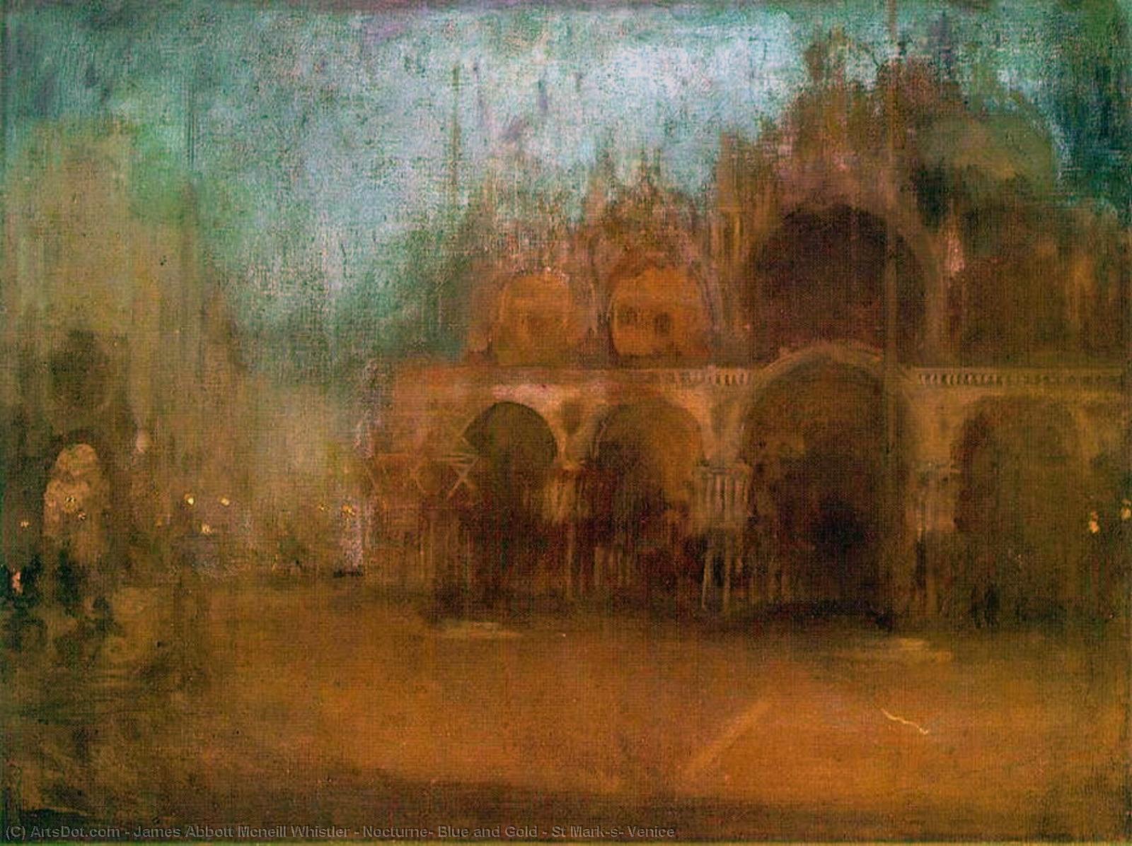 WikiOO.org - אנציקלופדיה לאמנויות יפות - ציור, יצירות אמנות James Abbott Mcneill Whistler - Nocturne: Blue and Gold - St Mark's, Venice