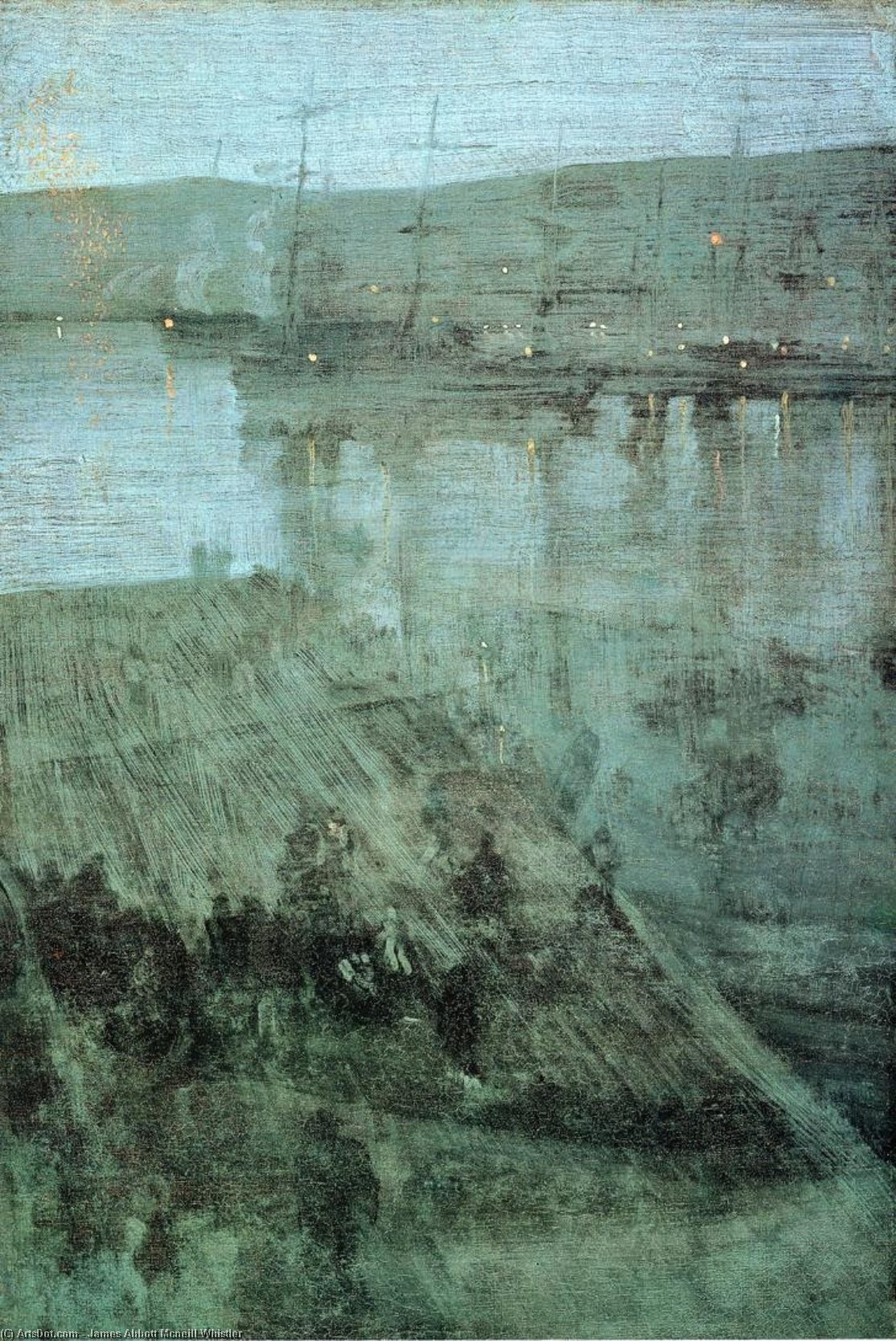 WikiOO.org - Encyclopedia of Fine Arts - Maalaus, taideteos James Abbott Mcneill Whistler - Nocturne in Blue and Gold: Valparaiso Bay