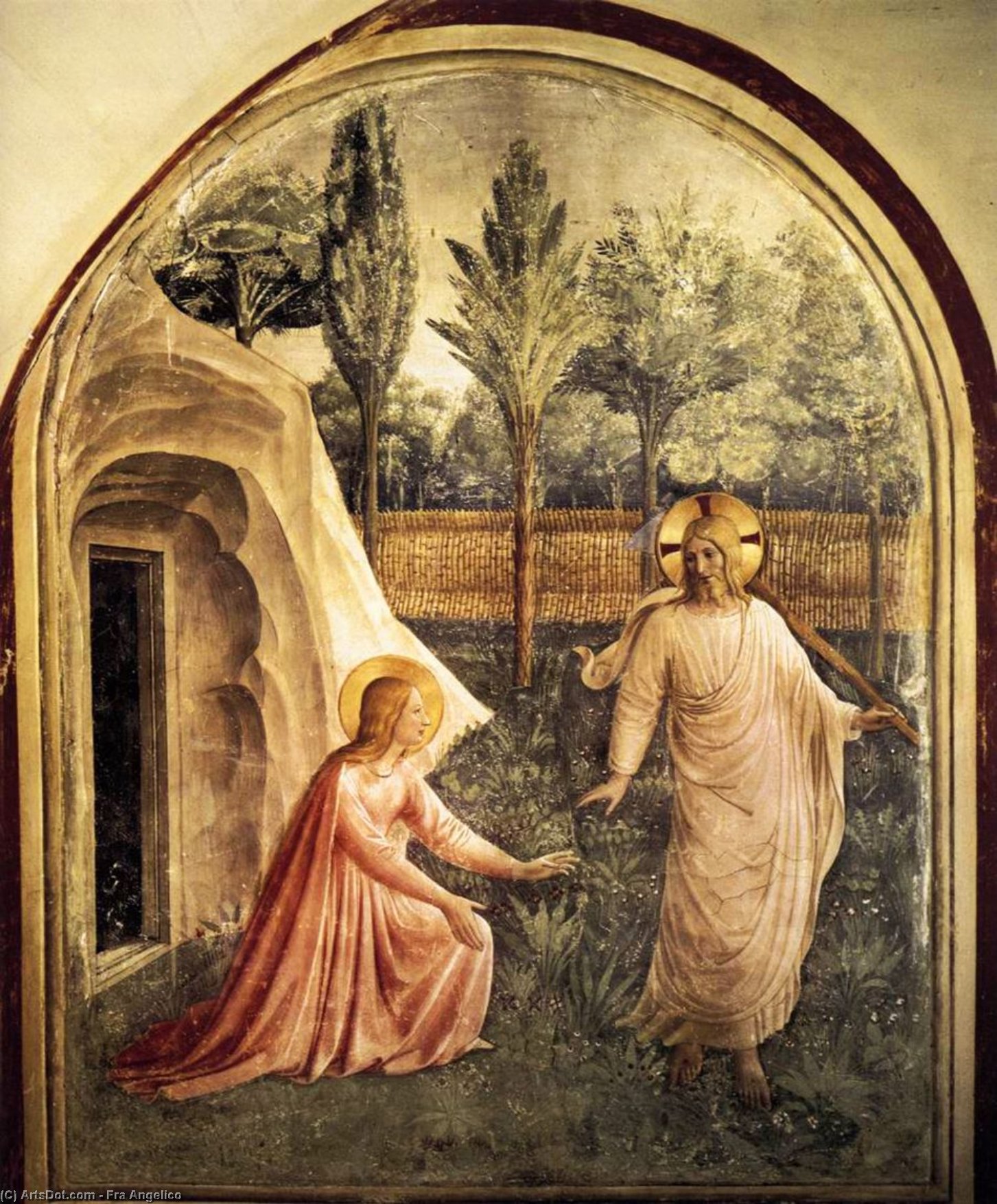 Wikioo.org - The Encyclopedia of Fine Arts - Painting, Artwork by Fra Angelico - Noli Me Tangere (Convento di San Marco, Florence)