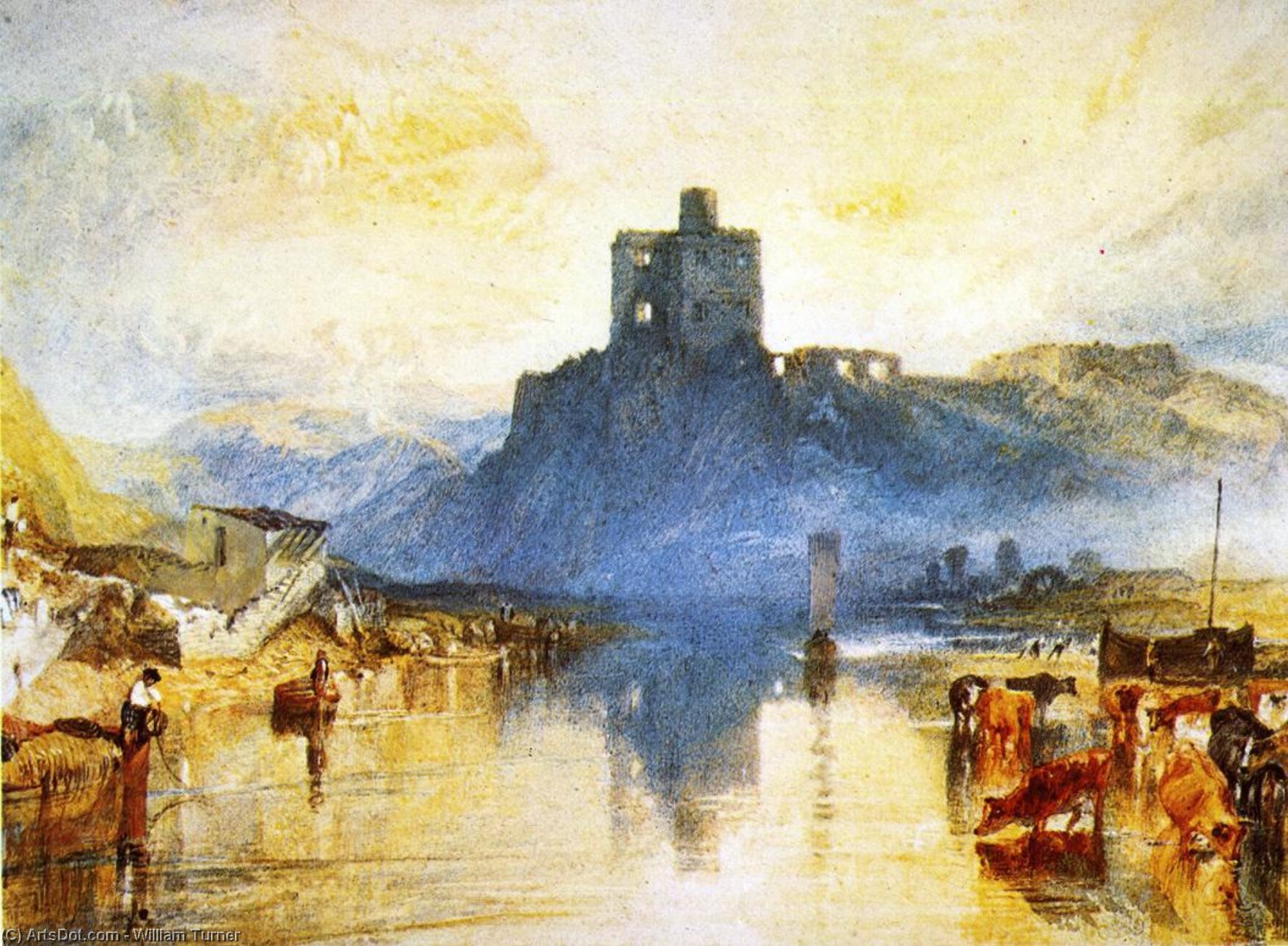 WikiOO.org – 美術百科全書 - 繪畫，作品 William Turner - Norham 城堡 ,  上 斜纹软呢 ( 为 河 的 England'' ) ''