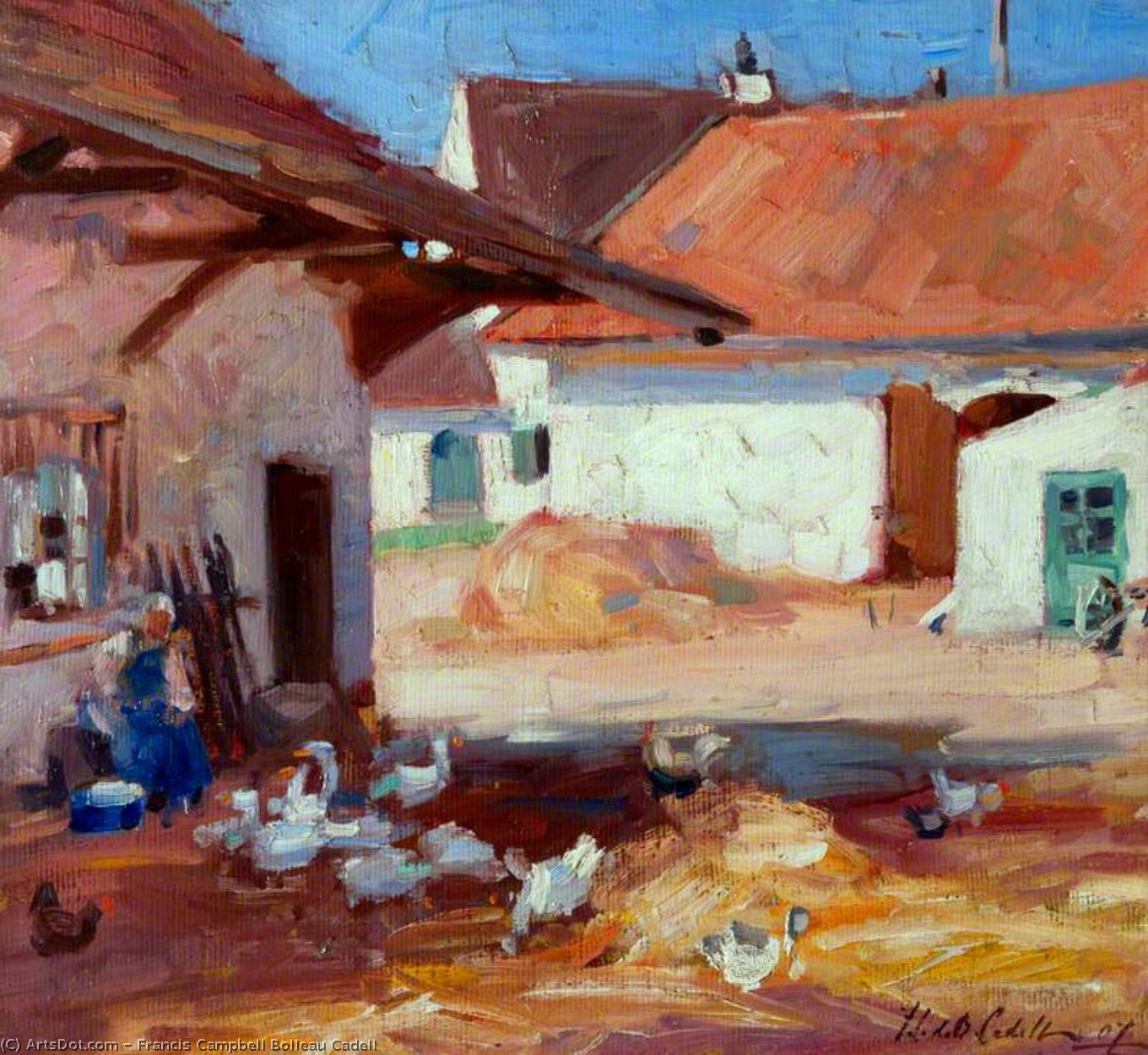Wikioo.org - The Encyclopedia of Fine Arts - Painting, Artwork by Francis Campbell Boileau Cadell - Normandy Farmyard