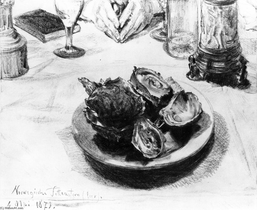 Wikioo.org - The Encyclopedia of Fine Arts - Painting, Artwork by Adolph Menzel - Norwegian Oysters