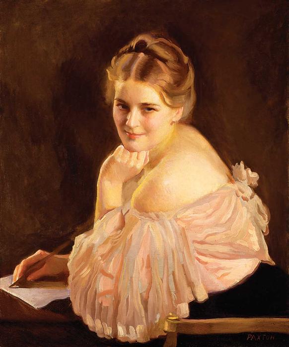 WikiOO.org - دایره المعارف هنرهای زیبا - نقاشی، آثار هنری William Macgregor Paxton - The Note (also known as Mrs. Ernest Major)