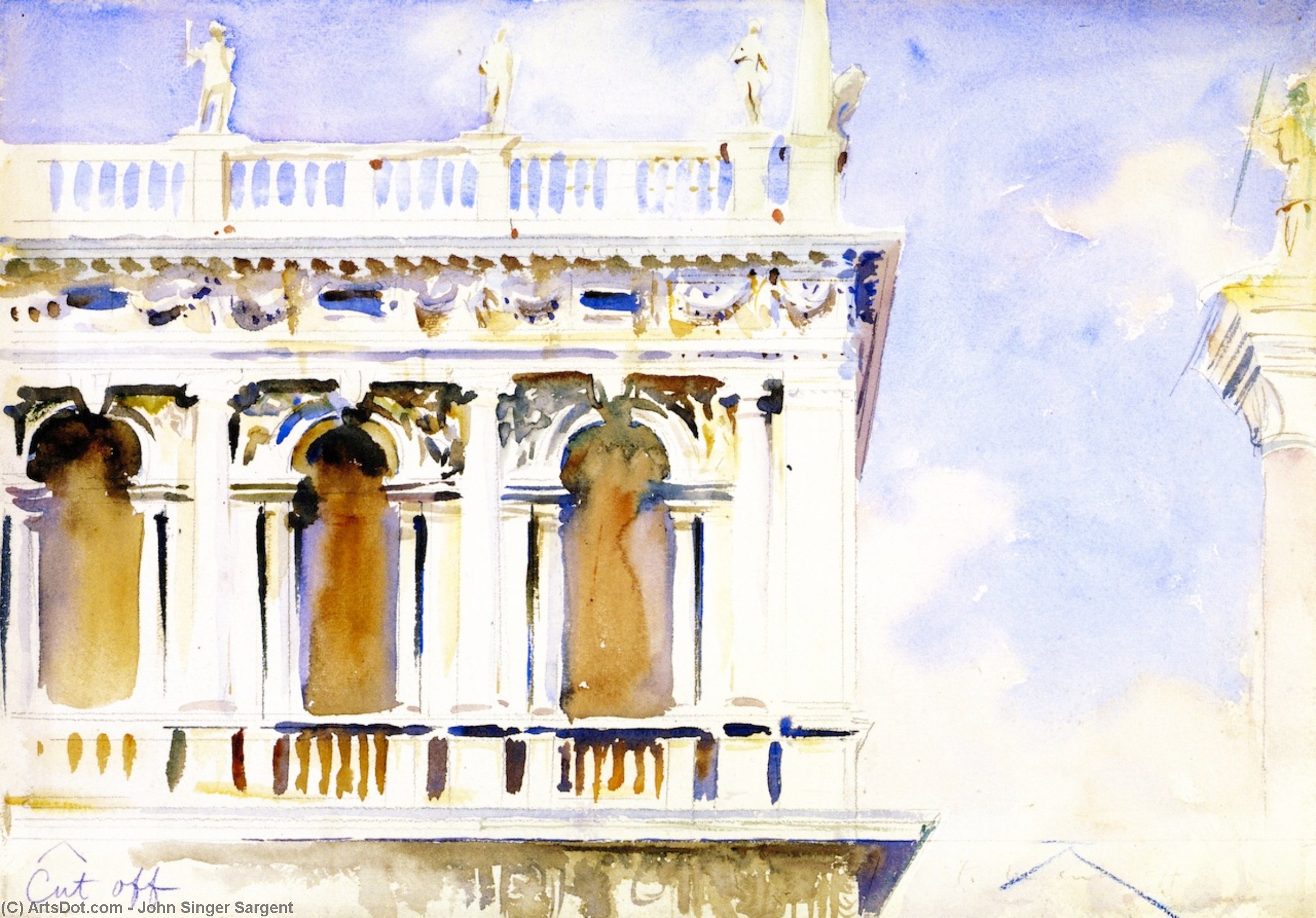 Wikioo.org - The Encyclopedia of Fine Arts - Painting, Artwork by John Singer Sargent - A Note (also known as A Note (The Libreria, Veice)