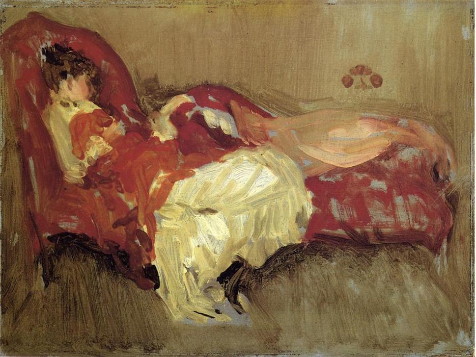 WikiOO.org - Enciclopédia das Belas Artes - Pintura, Arte por James Abbott Mcneill Whistler - Note in Red: The Siesta