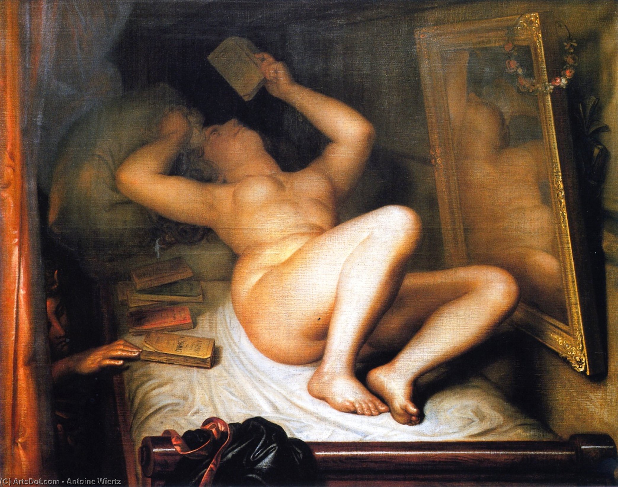 Wikioo.org - The Encyclopedia of Fine Arts - Painting, Artwork by Antoine Wiertz - The Novel Reader